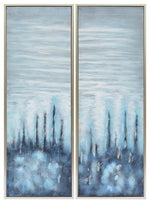 Sagebrook Home 70068 62x22", Set of 2, Abstract Oil Painting, Blue