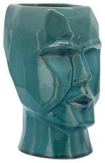 Sagebrook Home 14791-03 Ceramic, 12" Face Vase, Turquiose