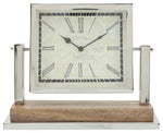 Sagebrook Home 16429 Metal/Wood, 12x10" Square Table Clock, Silver