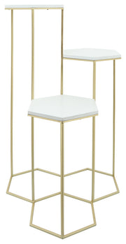 Sagebrook Home 16427 Metal, 3-Layered Plant Stands, White/Gold