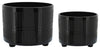Sagebrook Home 15914-02 Set of 2 Lines Footed Planters 10"/12" Black