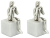 Sagebrook Home 16509-01 Metal/Marble Set of 2 Sitting Leg Up Bookends, Silver