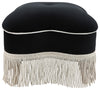 Sagebrook Home 16737-02 Clover Ottoman With White Fringes, Black