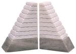Sagebrook Home 15977-04 Set of 2 Marble 6" Pyramid Bookends, White/Onyx