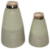 Sagebrook Home 16797 Glass, Set of 2 7"/11" Vase with Stone Accent Top, Green