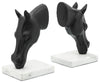 Sagebrook Home 16397 Metal, Set of 2 Horse Bookends In Marble Base, Black