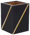 Sagebrook Home 16862 Resin, 3"x4" Pencil Cup with Gold Trim, Black