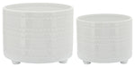 Sagebrook Home 15914-03 Set of 2 Dotted Footed Planters 10"/12", White