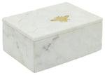 Sagebrook Home 15975-01 Marble 7x5" Marble Box With  Bee Accent White