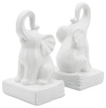 Sagebrook Home 15925-01 Ceramic, Set of 2 9" Elephant Bookends, White