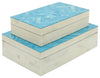Sagebrook Home 16142 Resin Set of 2, Herringbone Boxes, Blue