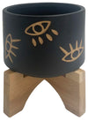 Sagebrook Home 16826-10 Ceramic, 5" Eyes Planter With Stand, Black