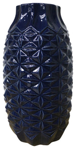 Sagebrook Home 15744-03 Ceramic 18" Geo Vase, Navy