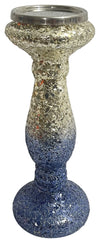 Sagebrook Home 15506-03 12" Silver Blue, Crackled Candle Holder