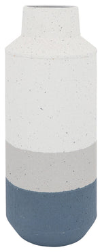 Sagebrook Home 16655-01 Metal, 16" Textured Vase, White/Blue
