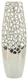 Sagebrook Home 16340-03 Metal 24" Cut-Out Vase, Silver