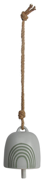 Sagebrook Home 16778-04 Ceramic, 4" Hanging Bell Rainbow, White/Green