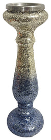 Sagebrook Home 15506-04 15" Silver Blue, Crackled Candle Holder