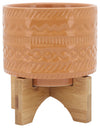Sagebrook Home 15350-07 Ceramic 5" Tribal Planter with Stand, Terracotta