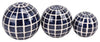 Sagebrook Home 16551-03 Ceramic, Set of 3 Checkered Orbs, 4"/5"/6" Blue