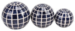 Sagebrook Home 16551-03 Ceramic, Set of 3 Checkered Orbs, 4"/5"/6" Blue