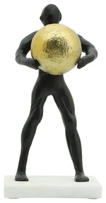Sagebrook Home 16257-02 Metal 12" Man Carrying Ball, Black/Gold
