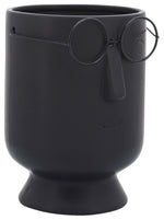 Sagebrook Home 16717-01 Porcelain, 7" Face With Glasses Vase, Black