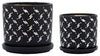 Sagebrook Home 16270-01 Set of 2, 5"/6" Dots Planter with Saucer Ceramic, Black