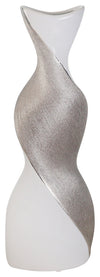 Sagebrook Home 14641-03 Ceramic 16" Twisted Vase, White/Silver