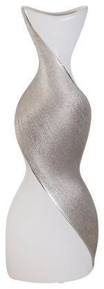 Sagebrook Home 14641-03 Ceramic 16" Twisted Vase, White/Silver