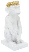 Sagebrook Home 16478-02 Resin, 14" Monkey Figurine Flower Crown, White/Gold