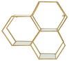 Sagebrook Home 16639 Metal, 28" Mirrored Honeycomb Wall Shelf, Gold