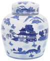 Sagebrook Home 16421-02 Ceramic, 9" Rounded Jar with Lid, Blue