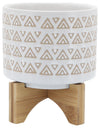 Sagebrook Home 16779-01 Ceramic 5" Aztec Planter with Stand, White