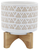 Sagebrook Home 16779-01 Ceramic 5" Aztec Planter with Stand, White