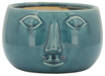 Sagebrook Home 14960-03 Ceramic 7" Face Planter, Turquiose