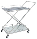 Sagebrook Home 16304-01 Two Tier 33" Rolling Bar Cart, Silver