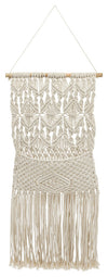 Sagebrook Home 16574-06 Cotton, 32" Diamond MaCrame Wall Storage, Beige