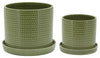 Sagebrook Home 15912-06 Set of 2 Dotted Planters With Saucer 6/8", Green