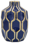 Sagebrook Home 16465-02 Ceramic Vase 8", Navy/Gold