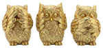 Sagebrook Home 16556-01 Resin Set of 3 8" Hear,Speak,See No Evil Owls Deco, Gold