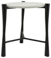 Sagebrook Home 16369 Marble, 20", Round Table, White/Black