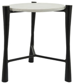 Sagebrook Home 16369 Marble, 20", Round Table, White/Black