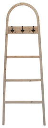 Sagebrook Home 16281-01 Wooden Decorative 68" Ladder with Hooks, Brown