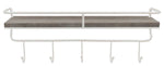 Sagebrook Home 13880-05 Metal/Wood 20" 5 Hook Wall Shelf, White/Gray