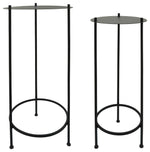 Sagebrook Home 16531 Metal, Set of 2, 28"/32" Round Side Tables, Black