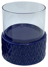 Sagebrook Home 16771-02 Cobalt Ceramic /Glass 5" Pillar Holder, Chevron