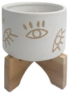 Sagebrook Home 16826-01 Ceramic 5" Eyes Planter With  Stand, White