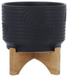 Sagebrook Home 16380-02 Ceramic 7" Abstract Planter On Stand, Black