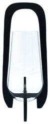 Sagebrook Home 15630-02 24" Glass Lantern With  Wood Handle, Black